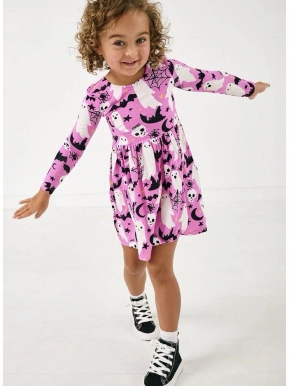 NEW Little Sleepies long sleeve skater dress Girls 3T Bamboo Halloween Ghost